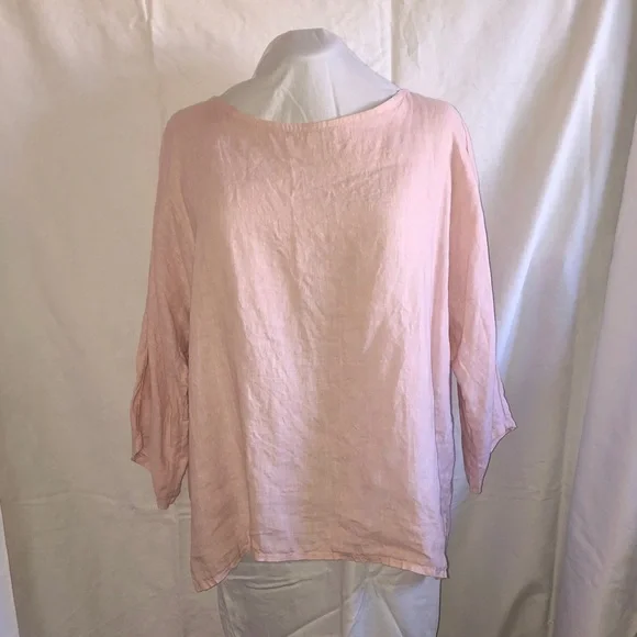 Blush Pink Linen Women's Top xl - Picture 2 of 5